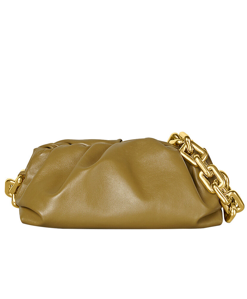 Bottega Veneta The Chain Pouch Clutch Leather Khaki